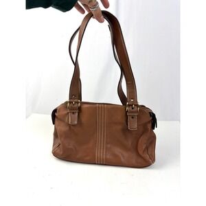 Wilsons Leather Brown Shoulder Bag Medium Purse Double Strap